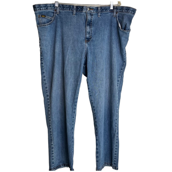 Lee Mens Jeans 52x27 Custom Fit Waistband Medium Wash Straight Leg - Picture 1 of 5